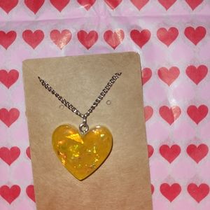 Glittery yellow heart necklace